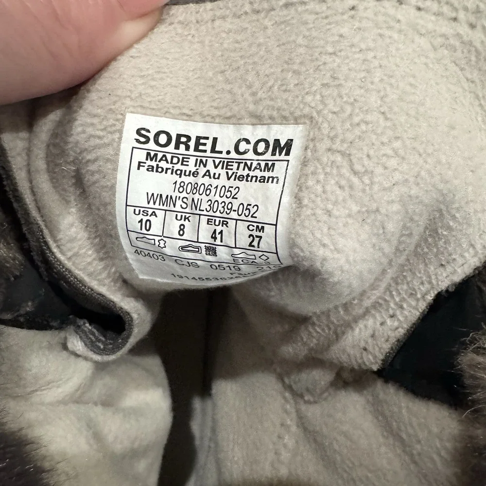 Sorel Explorer‎ Joan women's waterproof snow boots in gray suede 10